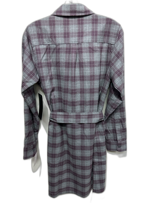 Tuckernuck Size Medium Gray, Purple & Red Polyester Blend Plaid Collar Dress Gray, Purple & Red / Medium