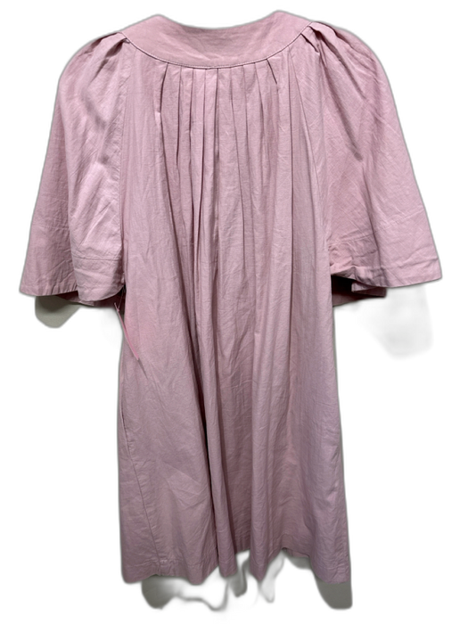Pomander Place Size Medium Pastel Pink Cotton Short Wide Sleeve V Neck Dress Pastel Pink / Medium