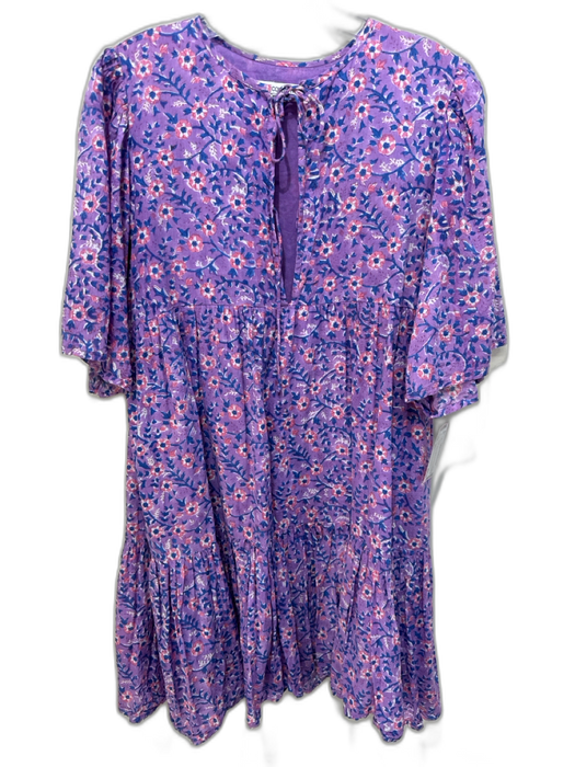 India Collection Emerson Fry Size M/L Purple, Pink & Blue Organic Cotton Dress Purple, Pink & Blue / M/L