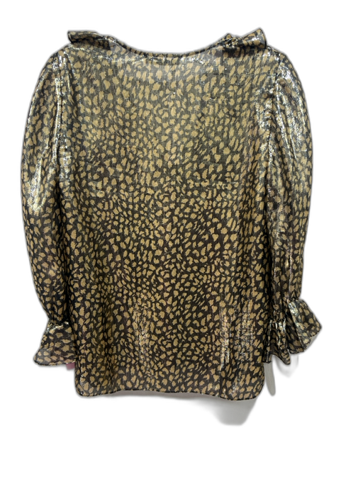 Alice + Olivia Size Small Gold & Black Silk & Polyester Metallic Button Down Top Gold & Black / Small