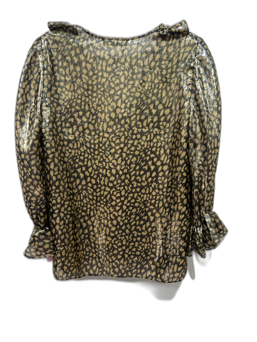 Alice + Olivia Size Small Gold & Black Silk & Polyester Metallic Button Down Top Gold & Black / Small