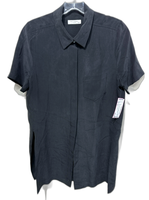 Equipment Femme Size XS Black Silk Short Sleeve Button Down Collar Top Black / XS