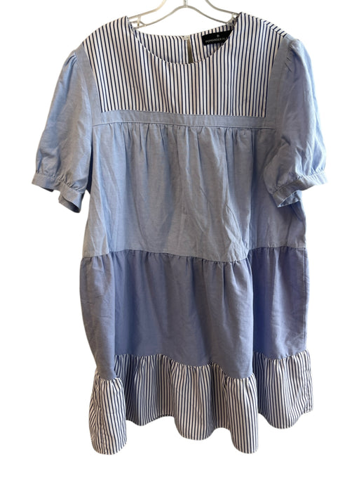 Pomander Place Size Est L Blue & White No Fabric Tag Striped Round Neck Dress Blue & White / Est L