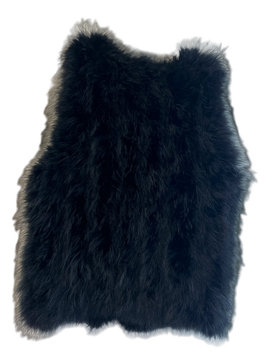 Generation Love Size M Black 100% Marabou Real Feather Lined Hook Front Vest Black / M