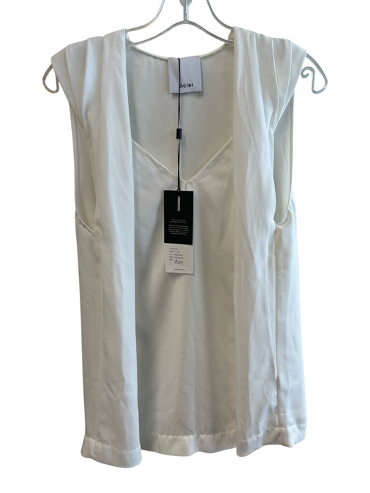 Acler Size 6 White Polyester Sleeveless V Neck Drape Detail Top White / 6