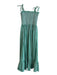Kate Spade Size L Green Cotton Tie Straps Shirred Bodice gingham Maxi Dress Green / L