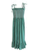 Kate Spade Size L Green Cotton Tie Straps Shirred Bodice gingham Maxi Dress Green / L
