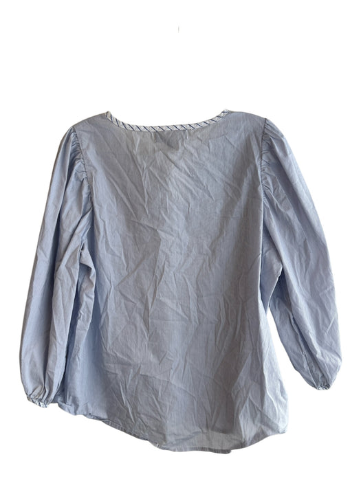 Pomander Place Size XL Blue & White Nylon Blend Round Neck Pin Stripe Top Blue & White / XL