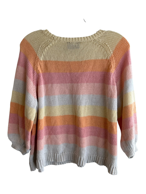 Wooden Ships Size M/L Yellow & Multi Cotton Blend Knit Round Neck Stripe Sweater Yellow & Multi / M/L