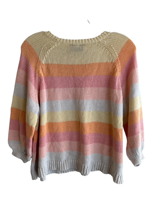 Wooden Ships Size M/L Yellow & Multi Cotton Blend Knit Round Neck Stripe Sweater Yellow & Multi / M/L