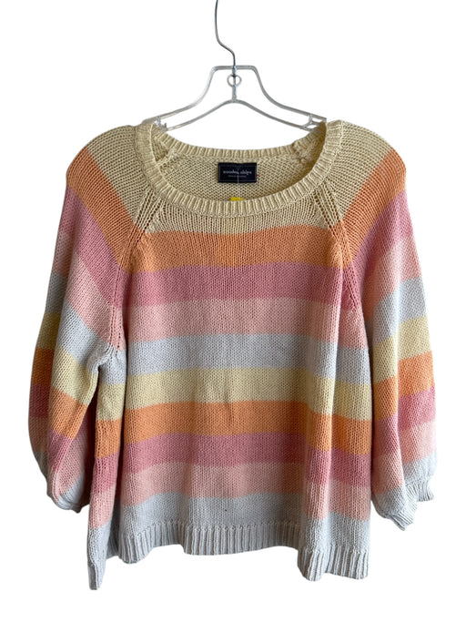 Wooden Ships Size M/L Yellow & Multi Cotton Blend Knit Round Neck Stripe Sweater Yellow & Multi / M/L