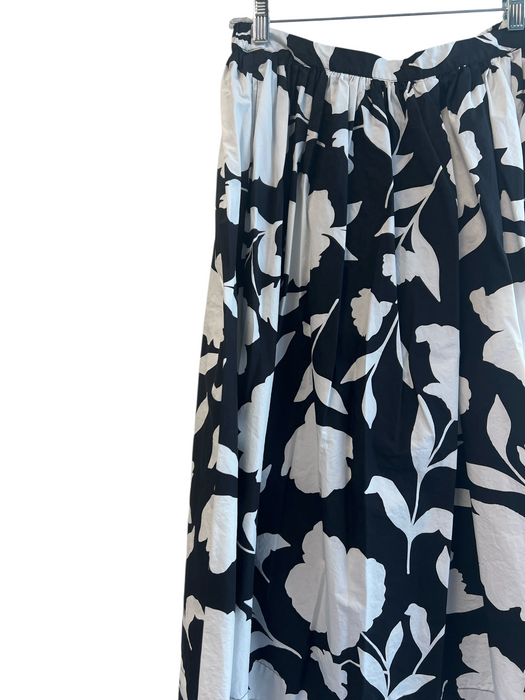 Kate Spade Size Medium Black & White Cotton Abstract Floral lined Pockets Skirt Black & White / Medium