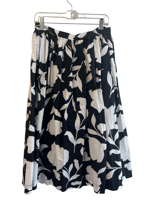 Kate Spade Size Medium Black & White Cotton Abstract Floral lined Pockets Skirt Black & White / Medium