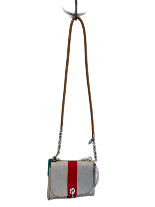 Ohmai Cream & Multi Leather goldtone hardware Reversable Floral Bag Cream & Multi / Mini Pouchette