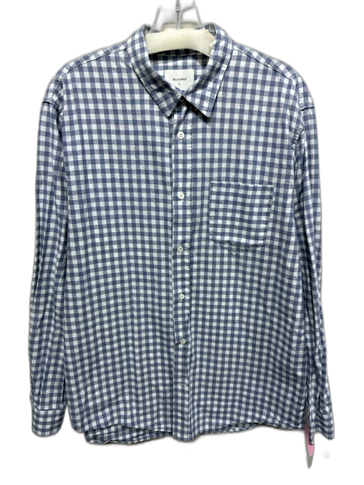 Billy Reid Size L Blue & White Cotton Plaid Button up Men's Long Sleeve Shirt Blue & White / L