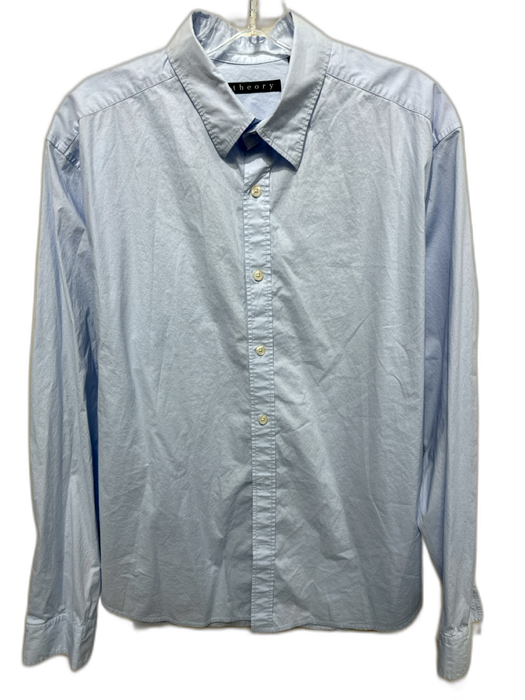 Theory Size XL Light blue Cotton Solid Button up Men's Long Sleeve Shirt Light blue / XL