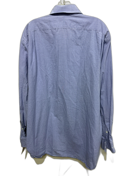 Sid Mashburn Size 17 Blue & White Cotton Gingham Front Pocket Long Sleeve Shirt Blue & White / 17