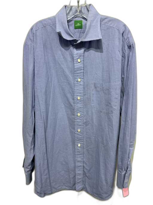 Sid Mashburn Size 17 Blue & White Cotton Gingham Front Pocket Long Sleeve Shirt Blue & White / 17