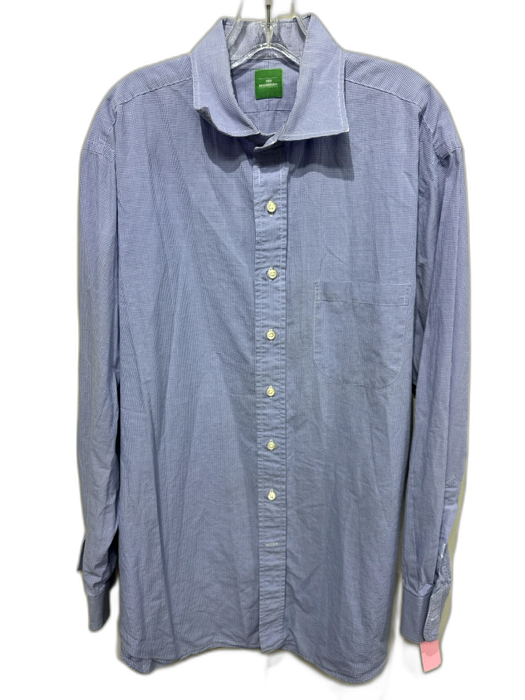 Sid Mashburn Size 17 Blue & White Cotton Gingham Front Pocket Long Sleeve Shirt Blue & White / 17