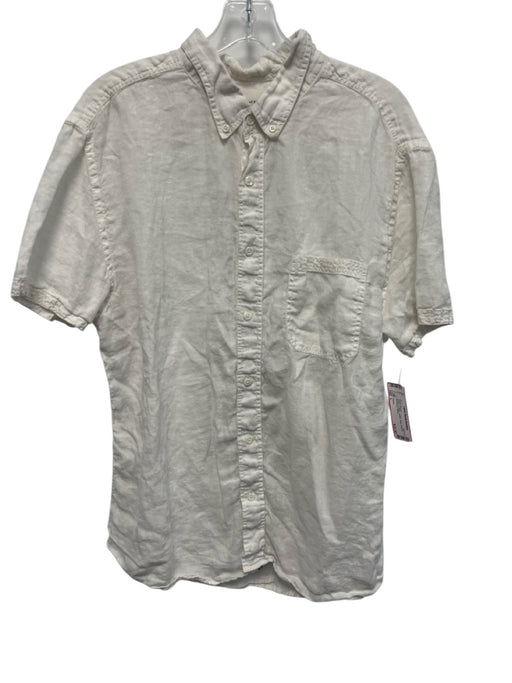 Theory Size L Green & White Cotton Plaid Buttons Men's Short Sleeve Green & White / L