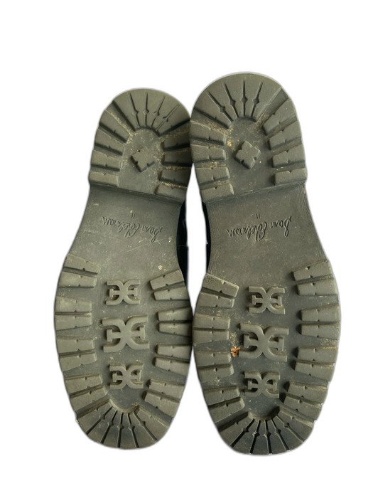 Sam Edelman Shoe Size 11 Black Leather Stretch Panel Almond Toe Pull Tab Boots Black / 11