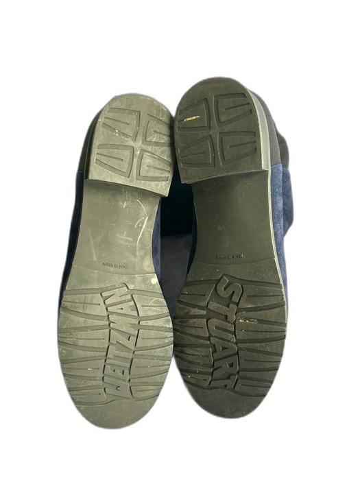 Stuart Weitzman Shoe Size 10.5 Navy & Black Suede Stretch Back Round Toe Boots Navy & Black / 10.5