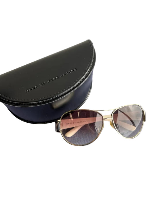 Marc Jacobs Brown & Ivory Acrylic Aviator Brown Lens Gradient Sunglasses