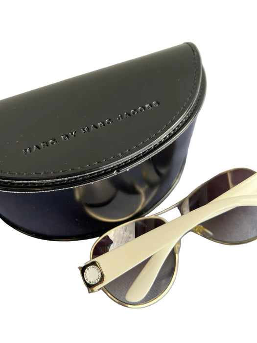 Marc Jacobs Brown & Ivory Acrylic Aviator Brown Lens Gradient Sunglasses