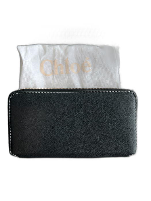 Chloe Black Leather Square Gold detail Wallet Bag Black / S