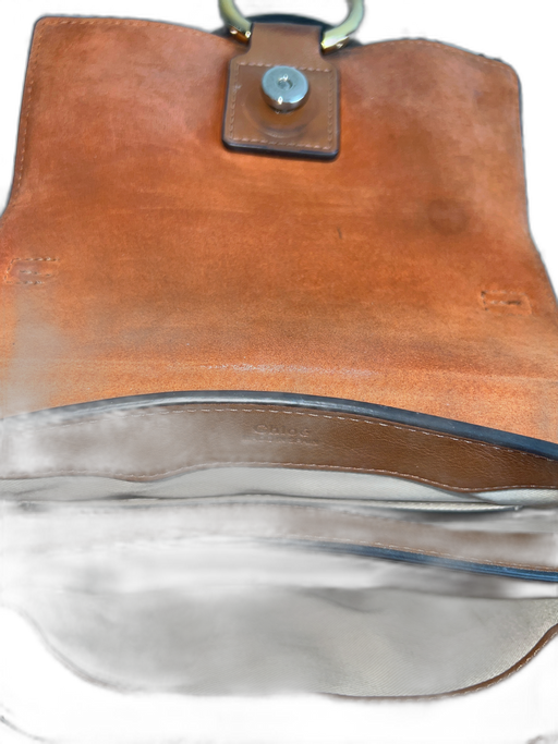 Chloe Brown Leather envelope flap Square Gold Hardware Cross Body Bag Brown / S