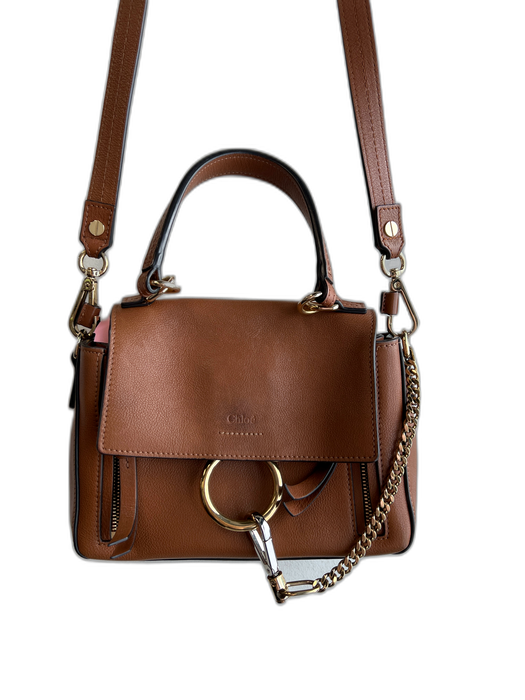 Chloe Brown Leather envelope flap Square Gold Hardware Cross Body Bag Brown / S