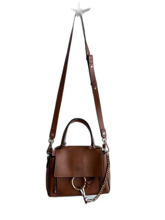 Chloe Brown Leather envelope flap Square Gold Hardware Cross Body Bag Brown / S