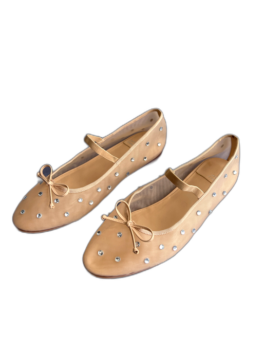 Jeffrey Campbell Shoe Size 10 nude Mesh Rhinestone Almond Toe Bow Detail Shoes nude / 10