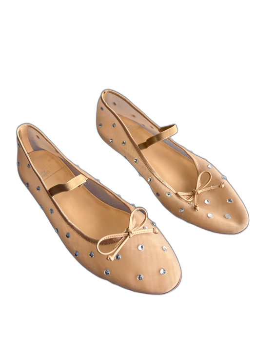 Jeffrey Campbell Shoe Size 10 nude Mesh Rhinestone Almond Toe Bow Detail Shoes nude / 10