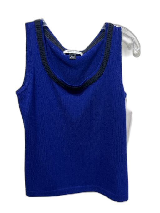 St. John Size S Blue & Black Wool & Rayon Sleeveless Knit Top Blue & Black / S