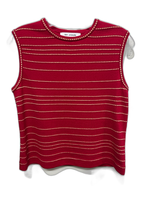 St. John Size S Red & Gold Shimmer Sleeveless Ribbed Top Red & Gold / S