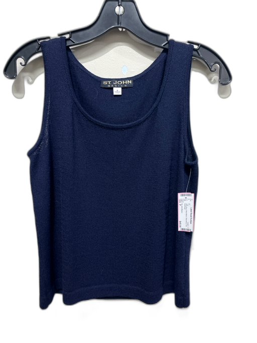 St. John Basics Size P Navy Blue Wool Blend Sleeveless Knit Top Navy Blue / P
