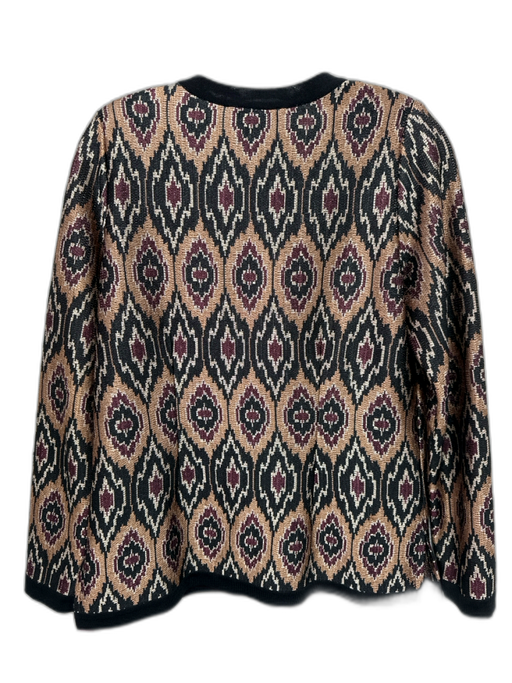 Misook Size XS Gold & Black Polyester Button Front All Over Print Sweater Gold & Black / XS