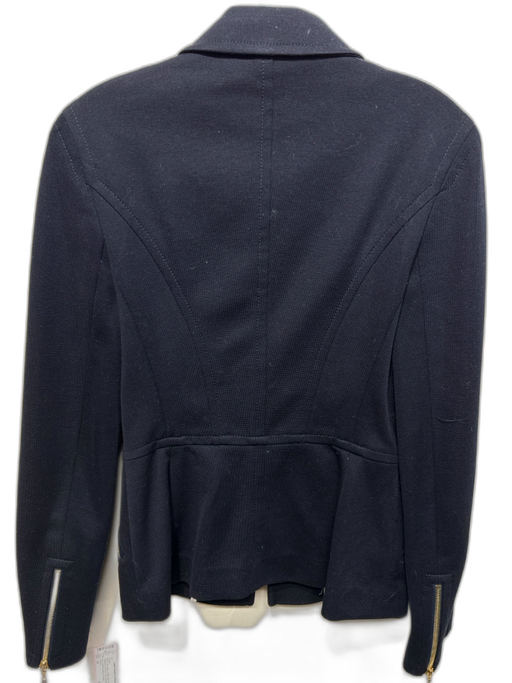 Escada Size 34 Navy Blue Cotton Zip Front Goldtone Hardware Zip Pockets Jacket Navy Blue / 34