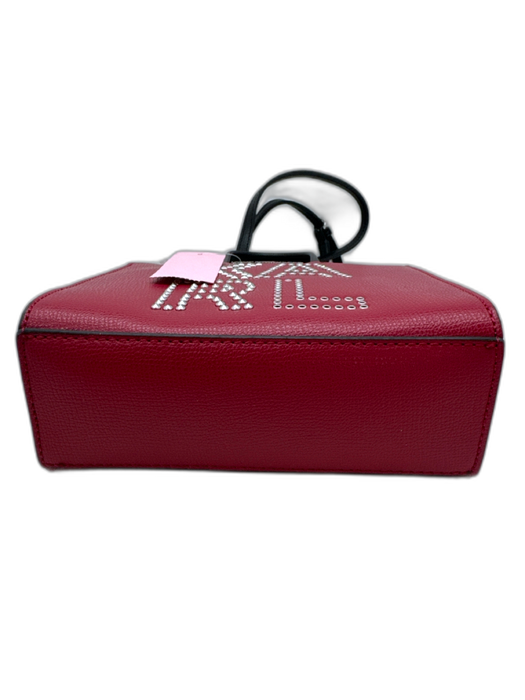 Karl Lagerfeld Paris Red & Black Leather Studded Crystal Embellished Bag Red & Black / Small