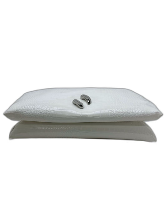 Rebecca Minkoff White Faux Leather Croc Embossed Pillowed Clutch Bag White / Small