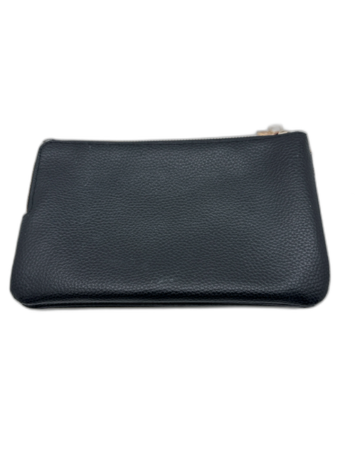 Coach Black Pebble Leather Wristlet Gold Tone Hardware Zip Top Wallet Bag Black / Small