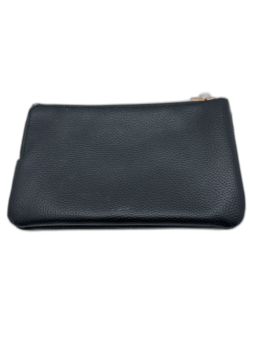 Coach Black Pebble Leather Wristlet Gold Tone Hardware Zip Top Wallet Bag Black / Small