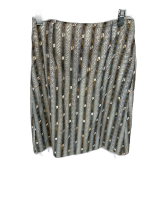 Marni Size 40 Gray & Tan Cotton Side Zip Lines Pleated Skirt Gray & Tan / 40