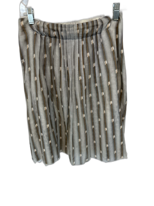 Marni Size 40 Gray & Tan Cotton Side Zip Lines Pleated Skirt Gray & Tan / 40
