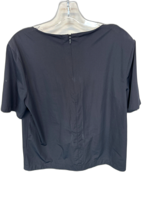 Tibi Size Est S Black Polyester Blend Short Sleeve Back Zip V Neck Top Black / Est S