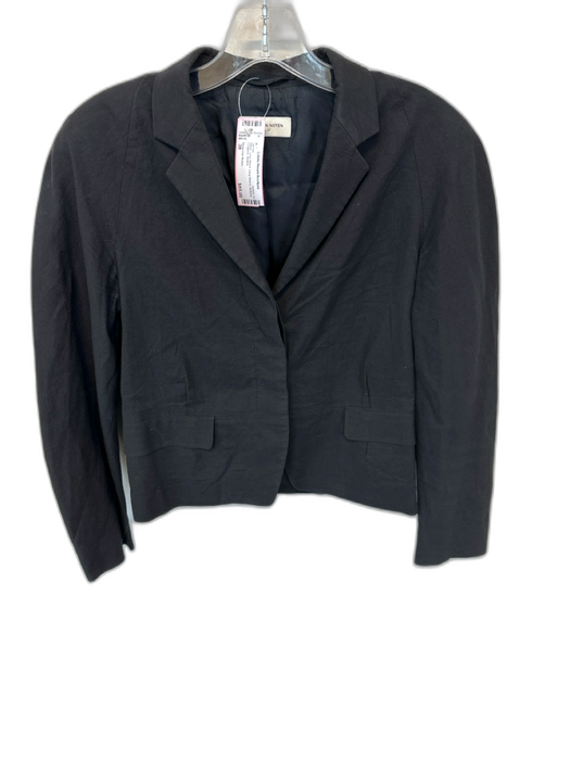 Dries Van Noten Size 38 Black Linen Blend Long Sleeve Buttons Cropped Jacket Black / 38