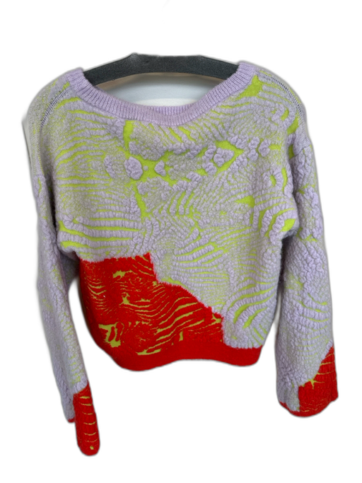 Beatrice B. Size L Purple & Red Wool Blend Textured Long Sleeve Sweater Purple & Red / L