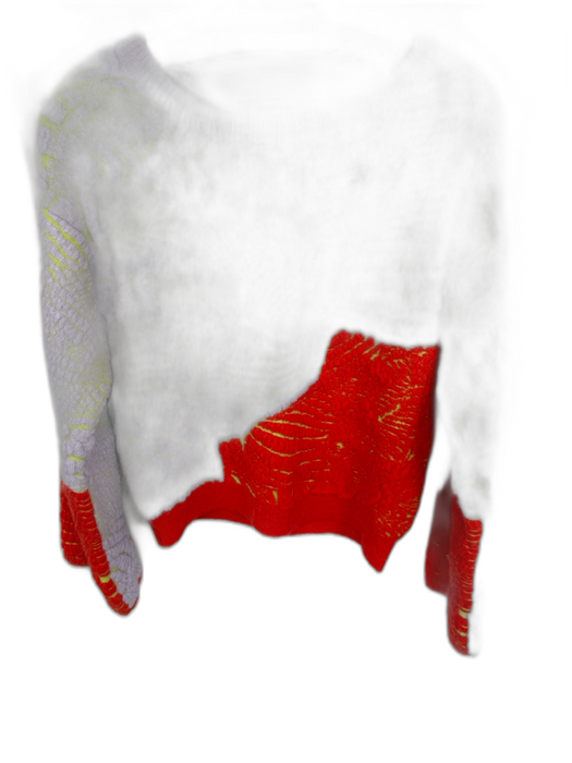 Beatrice B. Size L Purple & Red Wool Blend Textured Long Sleeve Sweater Purple & Red / L