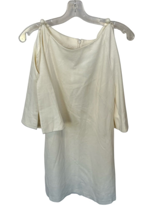 Trina Turk Size 6 Cream Rayon Blend Lined Pearl Detail Bell Sleeve Midi Dress Cream / 6